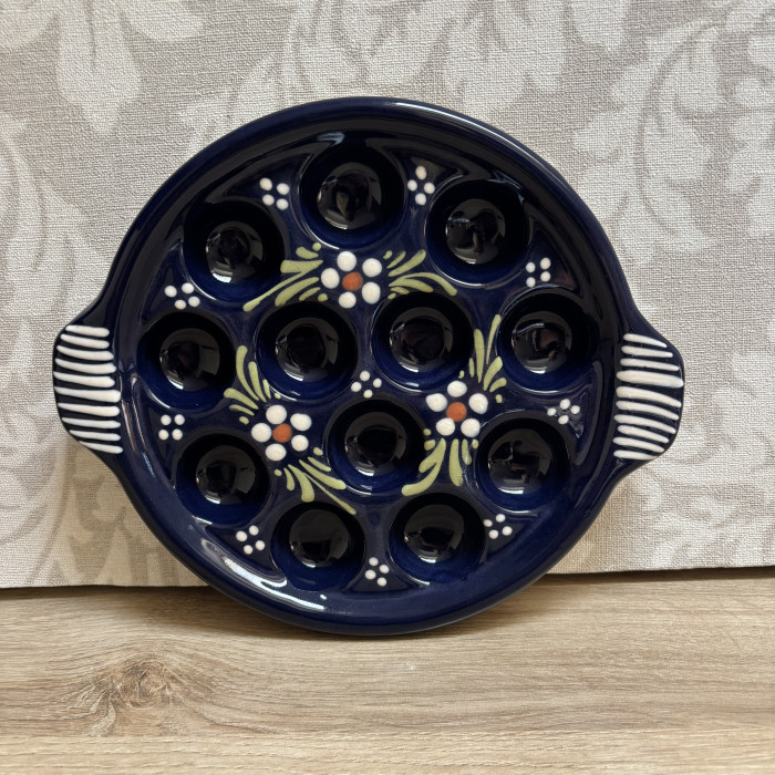 Assiette à escargots bleu fleurs