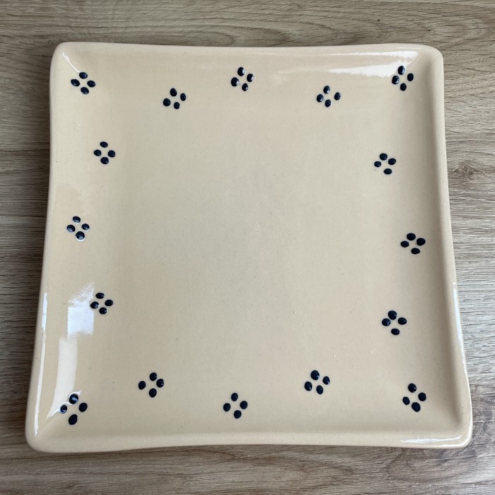 Flat plate smoll model cream with blue points