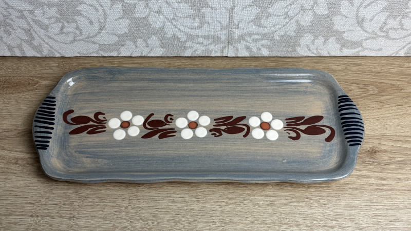 Plat à cake bleu clair fleur