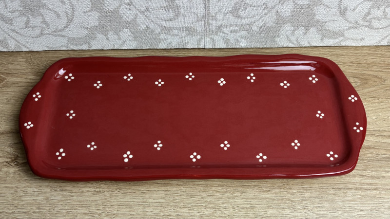 Plat à cake rouge points