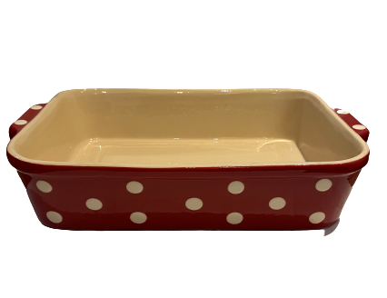 Plat à gratin rectangulaire rouge gros pois