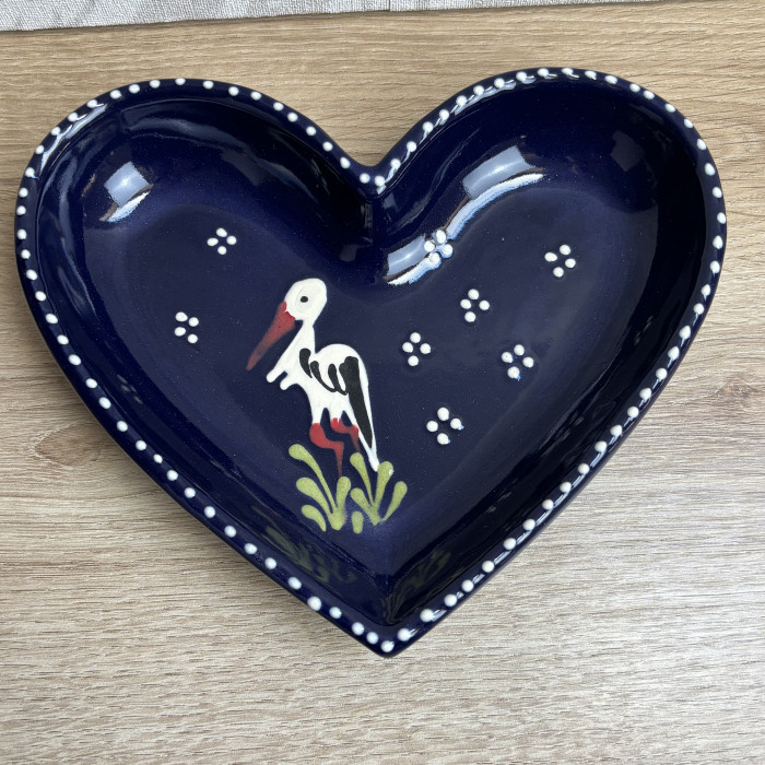 Plat coeur bleu cigogne