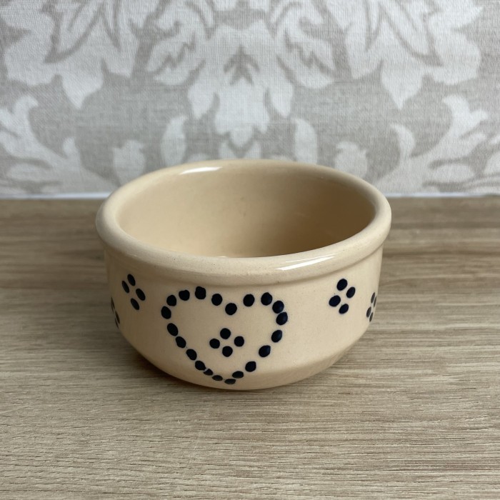 Ramequin crème coeur bleu