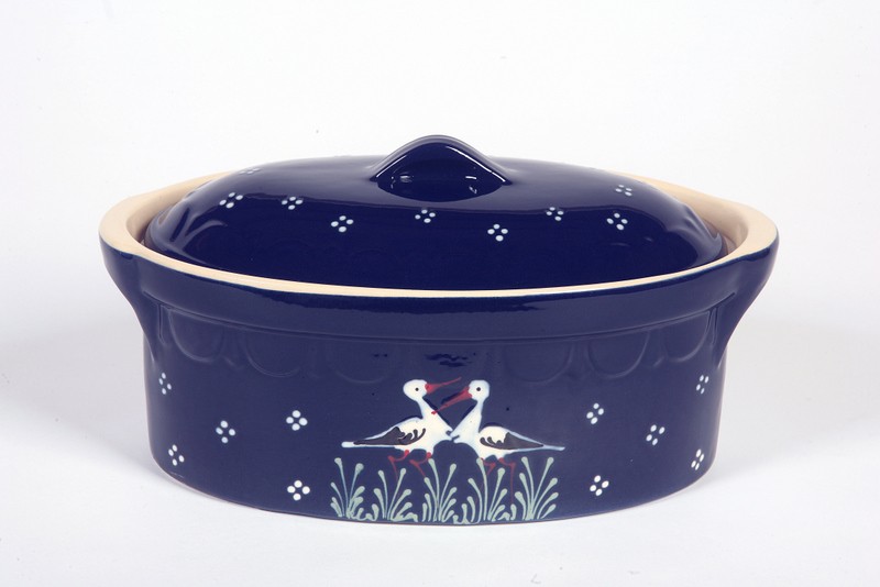 Terrine blue with stork 31cm N°4